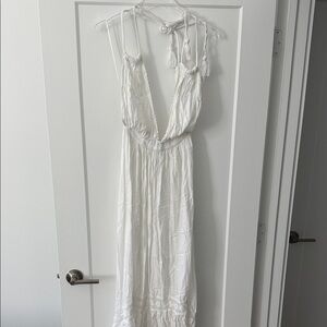 Chic White Halter Midi Dress